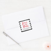 Moderne zwarte en witte stripes opslaan Datum Vierkante Sticker (Envelop)