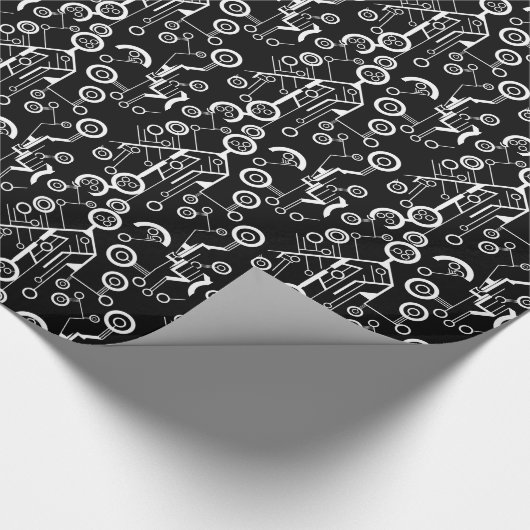 Moderne, zwarte en witte technische gadget design cadeaupapier (Hoek)