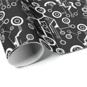 Moderne, zwarte en witte technische gadget design cadeaupapier (Rol Hoek)