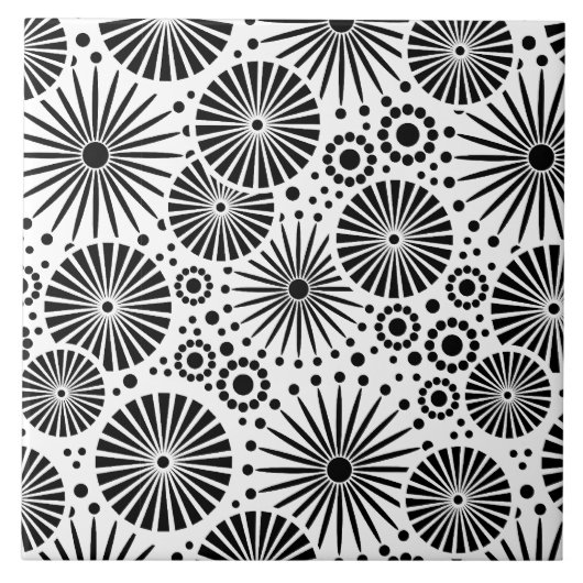 Moderne zwarte en witte tegel tegeltje (Voorkant)