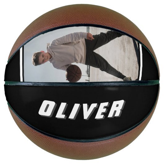 Moderne zwarte en witte tekst Basketball Basketbal (Voorkant)