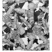 Moderne zwarte en witte tropische bananenbladeren douchegordijn (Voorkant)