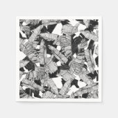 Moderne zwarte en witte tropische bananenbladeren servetten (Voorkant)