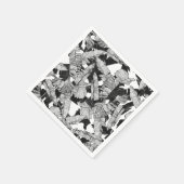 Moderne zwarte en witte tropische bananenbladeren servetten (Hoek)