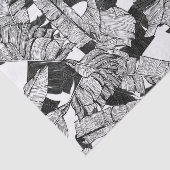 Moderne zwarte en witte tropische bananenbladeren tissuepapier (Detail)