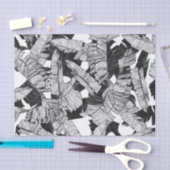 Moderne zwarte en witte tropische bananenbladeren tissuepapier (Craft)