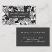 Moderne zwarte en witte tropische bananenbladeren visitekaartje (Voorkant / Achterkant)