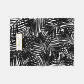 Moderne zwarte en witte tropische palmbladreuzel fleece deken (Voorkant (Horizontaal))