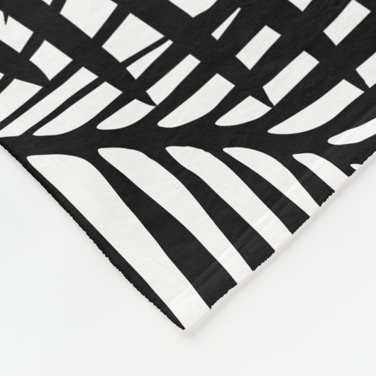 Moderne zwarte en witte tropische palmbladreuzel fleece deken (Hoek)