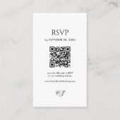 Moderne Zwarte en Witte Trouw-RSVP-QR-code Informatiekaartje (Voorkant)