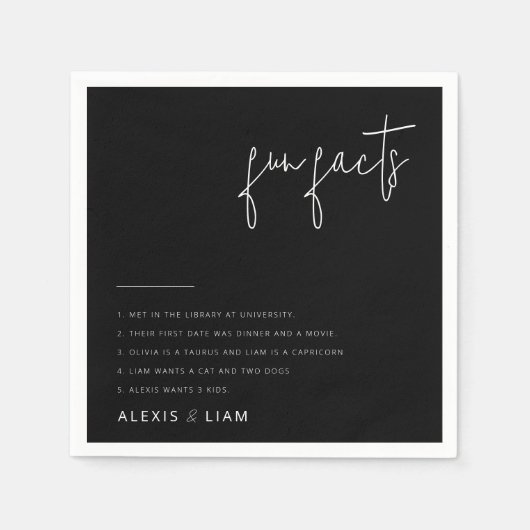 Moderne zwarte en witte trouw servetten (Voorkant)