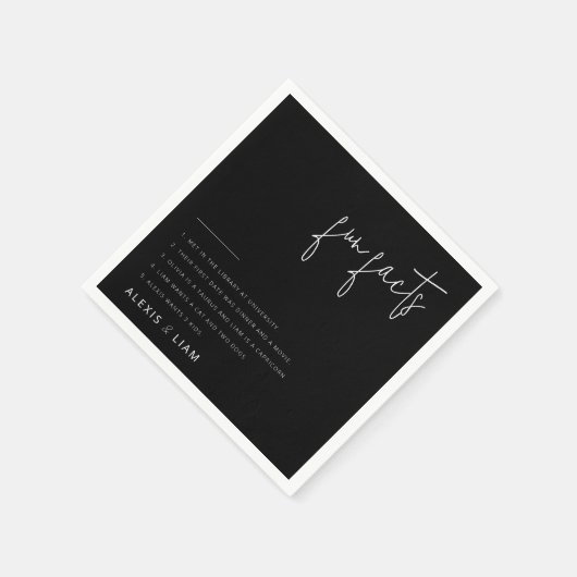 Moderne zwarte en witte trouw servetten (Hoek)