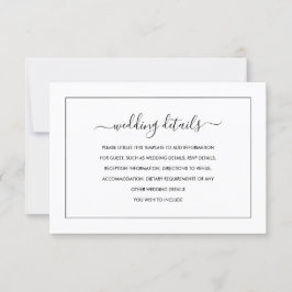 Moderne Zwarte En Witte Trouwdetailskaart RSVP Kaartje
