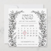Moderne Zwarte en Witte Trouwkaart - Bewaar de Dat Save The Date (Voorkant)