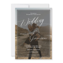 Moderne zwarte en witte trouwscript 2 foto's