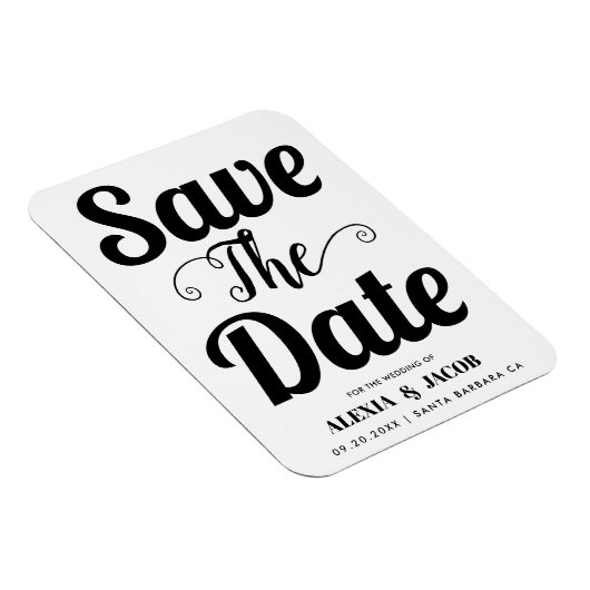 Moderne zwarte en witte typografie Sparen de Datum Magneet (Rechterzijde)
