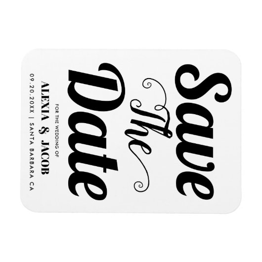 Moderne zwarte en witte typografie Sparen de Datum Magneet (Horizontaal)