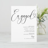 Moderne zwarte en witte verlovingspartij kaart (Staand voorkant)