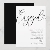 Moderne zwarte en witte verlovingspartij kaart (Voorkant / Achterkant)