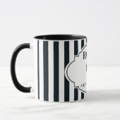 Moderne Zwarte en Witte Verticale Streep Custom Mok (Links)