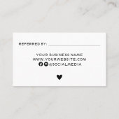 Moderne zwarte en witte verwijzing naar een vriend visitekaartje (Achterkant)