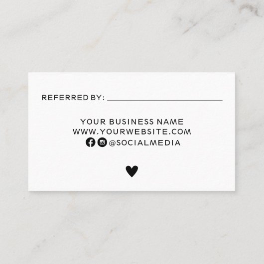 Moderne zwarte en witte verwijzing naar een vriend visitekaartje (Achterkant)