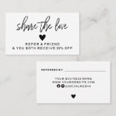 Moderne zwarte en witte verwijzing naar een vriend visitekaartje (Voorkant / Achterkant)