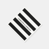 Moderne zwarte en witte vetstrepen, aangepaste nam servet (Hoek)
