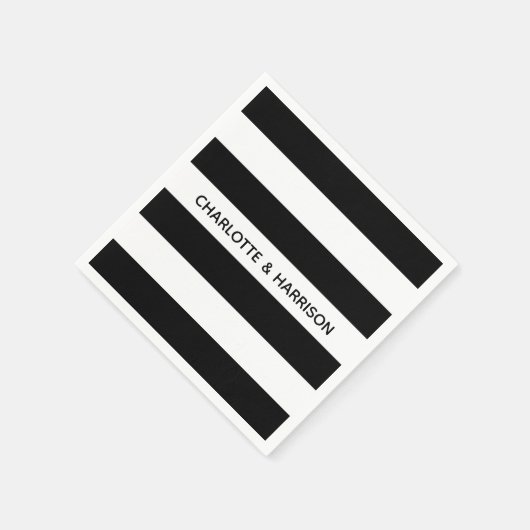 Moderne zwarte en witte vetstrepen, aangepaste nam servet (Hoek)