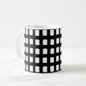 Moderne Zwarte en Witte Vierkanten Koffiemok (Voorkant links)