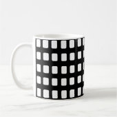 Moderne Zwarte en Witte Vierkanten Koffiemok (Links)