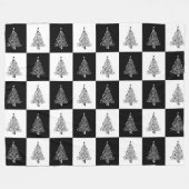 Moderne zwarte en witte vierkantjes met kerstbomen fleece deken (Voorkant (Horizontaal))