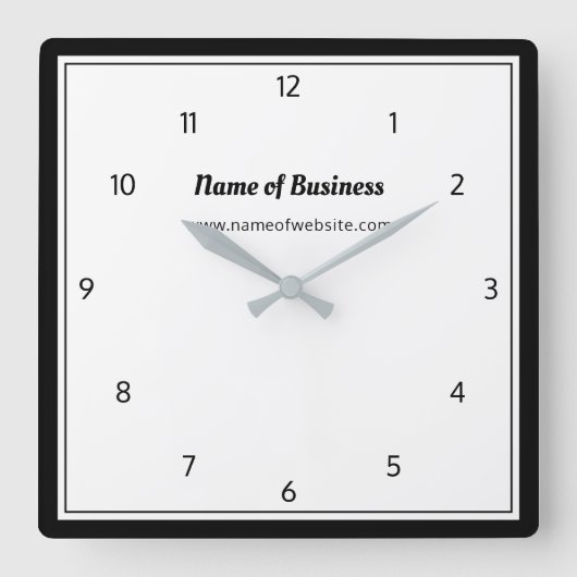 Moderne zwarte en witte vlek, eenvoudig met cijfer vierkante klok (Voorkant)