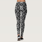 Moderne, zwarte en witte vouw Grafische Floral Leggings (Achterkant)
