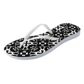 Moderne, zwarte en witte vouw Grafische Floral Teenslippers (Schuin)
