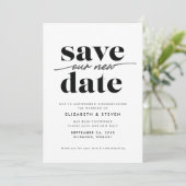 Moderne zwarte en witte wijziging van de datumkaar save the date (Staand voorkant)