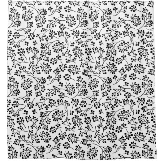 Moderne Zwarte en Witte Winterbessen Douchegordijn (Voorkant)