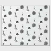 Moderne Zwarte en Witte Witchcore Halloween Cadeaupapier (Vlak)