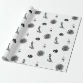 Moderne Zwarte en Witte Witchcore Halloween Cadeaupapier (Uitgerold)
