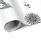 Moderne Zwarte en Witte Witchcore Halloween Cadeaupapier (Rol Hoek)