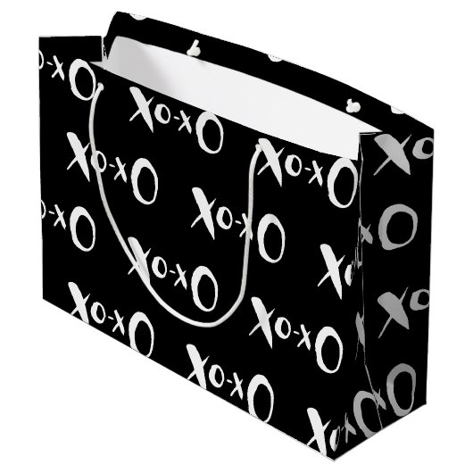 Moderne zwarte en witte XOXO grote cadeautas (Achterkant Gekanteld)