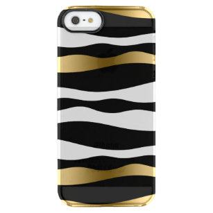 Moderne zwarte en witte Zebra Stripes Patroon Doorzichtig iPhone SE/5/5s Hoesje