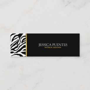 Moderne zwarte en witte zebrastripes met goud mini visitekaartje