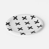 Moderne zwarte en witte Zwitserse dwarsdoorsnede Papieren Bordje (Gekanteld)