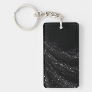 Moderne Zwarte en Zilveren Glam Esthetische Sleute Sleutelhanger