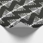 Moderne zwarte en zilveren kerstbomen cadeaupapier (Hoek)
