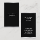 Moderne zwarte en zilveren professionele elegant visitekaartje (Voorkant / Achterkant)
