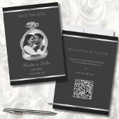 Moderne Zwarte en Zilveren Ring Foto Save the Date