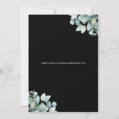 Moderne zwarte eucalyptus groen bruiloft save the date (Achterkant)
