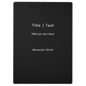 Moderne zwarte familie fotocollage aangepaste teks klembord (Achterkant)